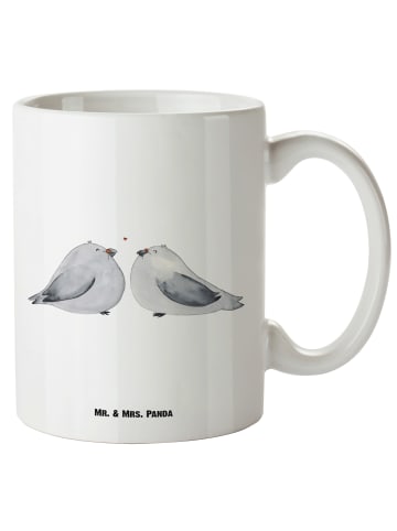 Mr. & Mrs. Panda XL Tasse Turteltauben Liebe ohne Spruch in Weiß