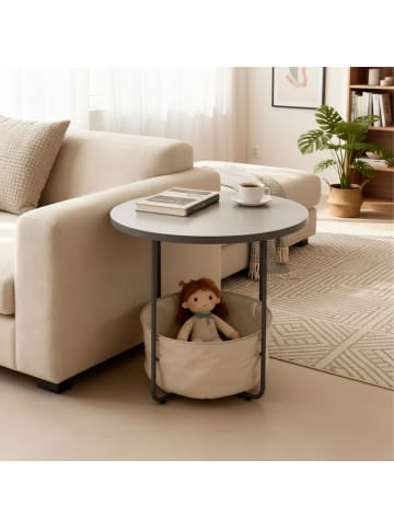 relaxdays Beistelltisch in Grau/ Cremeweiß - (H)50 x Ø 45 cm