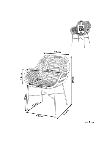 Beliani Esszimmerstuhl CANORA in Braun/Schwarz - (W) 64 x (H) 89 x (L) 62 cm