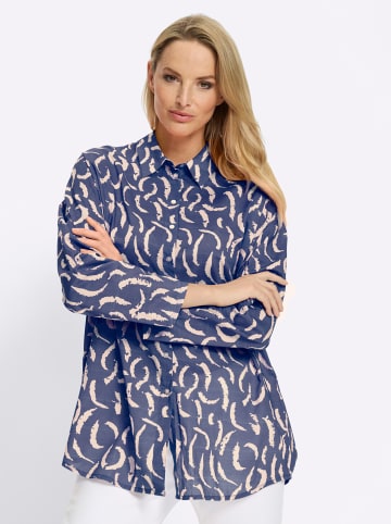 Heine Druckbluse in rauchblau-sand-bedruckt
