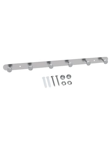Intirilife Garderobenleiste - Kleiderhaken Garderobe in Silber - Modell A (6 Haken)