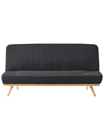 Beliani Schlafsofa KALFAFEL in Schwarz/Heller Holzfarbton - (W) 191 x (H) 84 x (L) 73 cm