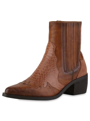 VAN HILL Cowboy Boots Sophia in Hellbraun
