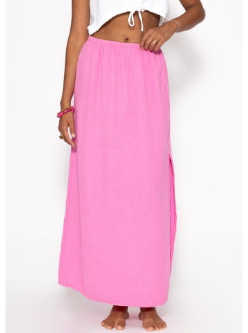 SASSYCLASSY Maxi Musselin Rock mit Schlitz in Pink
