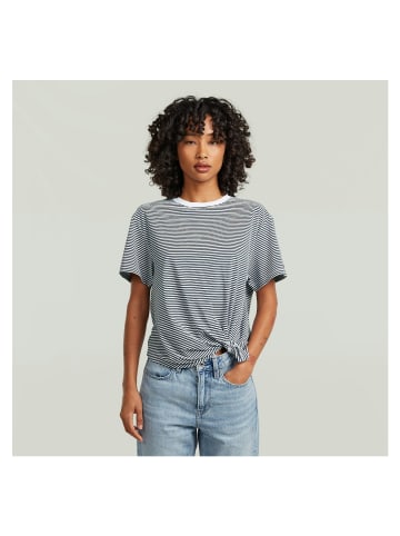 G-Star Raw T-Shirt in white-petrol stripe