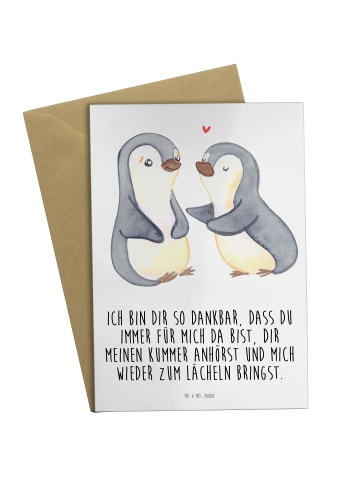Mr. & Mrs. Panda Klappkarte Pinguine trösten mit Spruch in Weiß