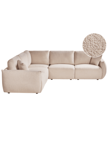Beliani 5-tlg Modulsofa MESNALI in Beige/Schwarz rechtsseitig