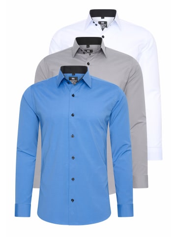 Rusty Neal 3er Set Business Hemd in 3erSet-(44_Blau)(44_Grau)(44_Weiß/Schwarz)