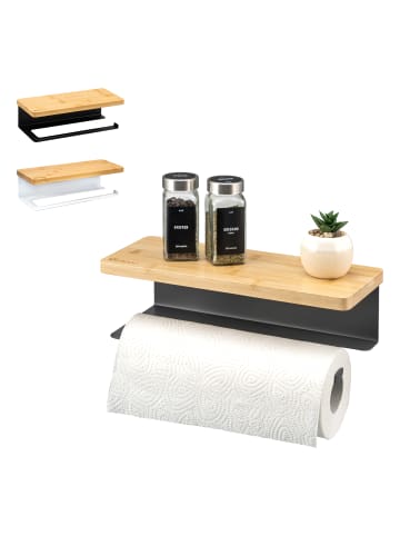 eluno Küchenrollenhalter mit Bambusablage ca. 32 x 9,5 x 13 cm (B/H/T)