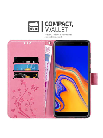 cadorabo Hülle für Samsung Galaxy J4 PLUS Blumen Design in FLORAL ROSA