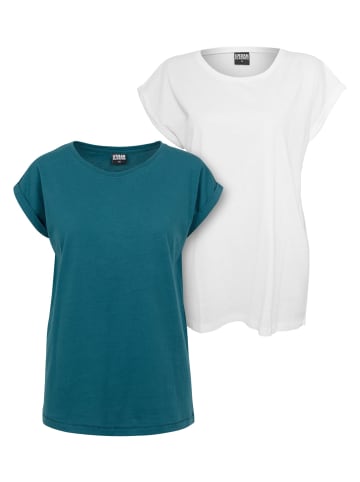 Urban Classics T-Shirts in teal+white