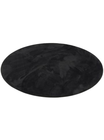 Pergamon Hochflor-Teppich Melia Rund in schwarz