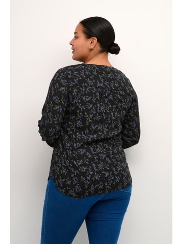 KAFFE curve Langarm-Bluse KCami in Black/Purple Flower Print