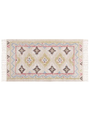 Beliani Geflochtener Teppich TERKOS in Bunt/Beige/Grün - (W) 80 x (H) 0.6 x (L) 150 cm