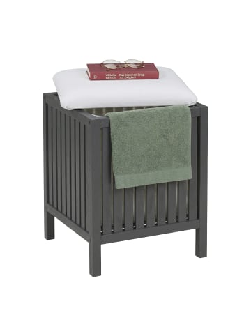 relaxdays Wäschekorb in Grau/ Weiß - (B)38 x (H)51 x (T)38 cm