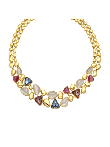 Luxenter Halskette mit 18-karätiger Gelbgold-Finish und mehrfarbigem Kristall – Naxmo