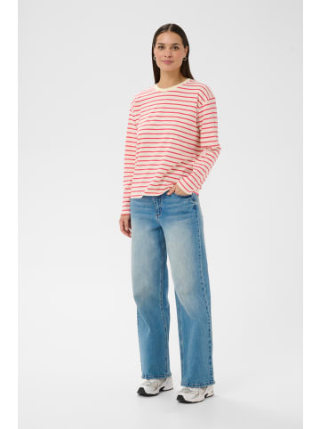 Kaffe Langarm-Shirt KAwinny Loose fit in Ant. White/Beetroot Stripe