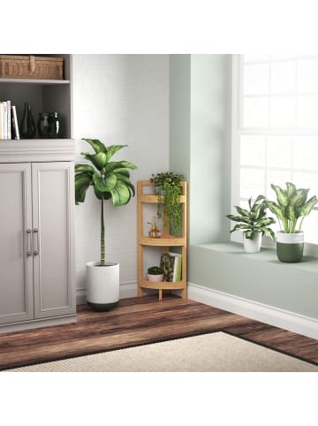 relaxdays Bambus-Eckregal  "4 Ablagen" in Natur/ Weiß- (B)23 x (H)105,5 x (T)23 cm