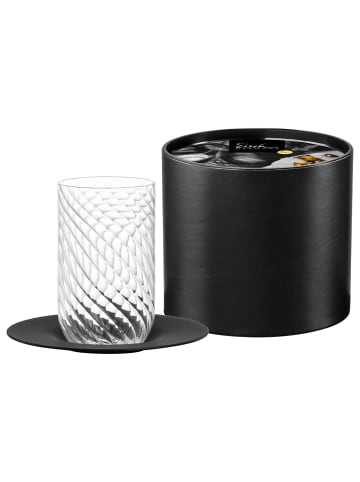 Eisch Latte Macchiato Glas mit Untertasse Twist 360 ml in schwarz