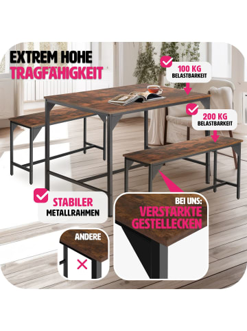 tectake Essgruppe 3-teilig, mit höhenverstellbaren Kunststofffüßen