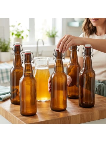 relaxdays 6x Flasche in Braun - 500 ml