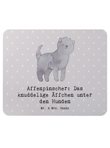 Mr. & Mrs. Panda Mouse Pad Affenpinscher Äffchen mit Spruch in Grau Pastell
