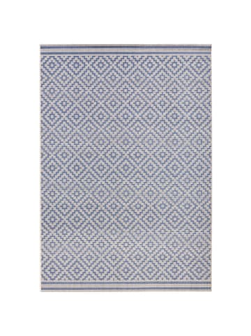 NORTHRUGS In- & Outdoor Teppich Raute blau/creme