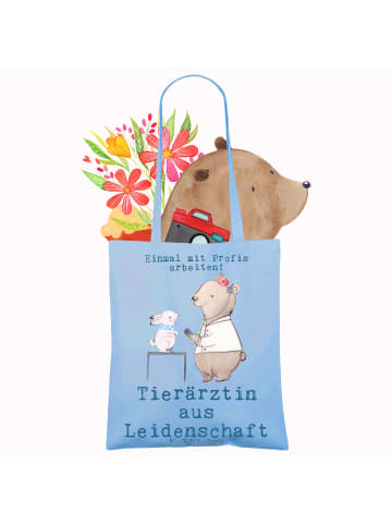 Mr. & Mrs. Panda Jutebeutel Tierärztin Leidenschaft mit Spruch in Sky Blue