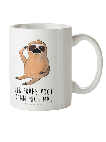 Mr. & Mrs. Panda Plastikbecher Faultier Vogel mit Spruch in Weiß