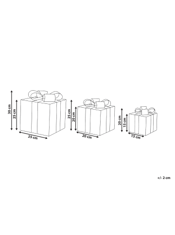 Beliani 3er-Set LED Deko MOSSO in Beige