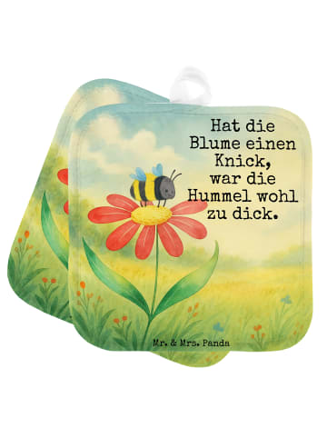 Mr. & Mrs. Panda Topfuntersetzer Hummel Blume Design mit Spruch in Weiß