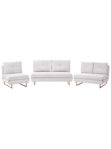 Beliani 3-tlg Schlafsofa JERSLEV in Weiß/Braun