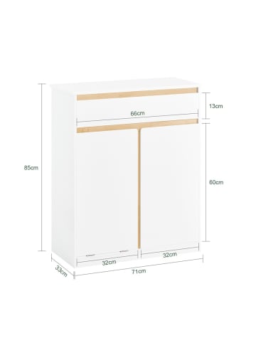 SoBuy Waschmaschinenunterschrank in Reinweiß - (W) 33 x (H) 85 x (L) 71 cm