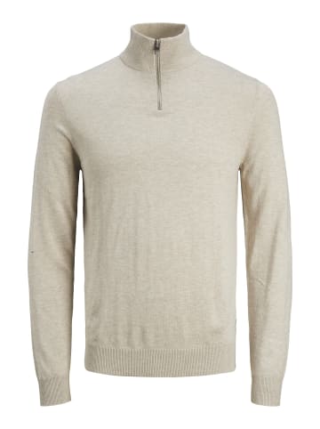 Jack & Jones Strickjacke mit Viertelreißverschluss in Oatmeal