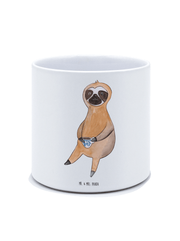 Mr. & Mrs. Panda Pflanzkübel Faultier Kaffee ohne Spruch in Weiß