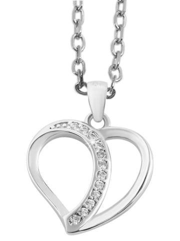 Adeliás Damen Anhänger – Herz Gravuranhänger aus 925 Silber mit Zirkonia in silber