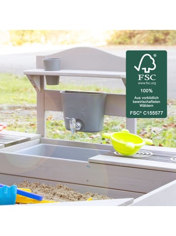 roba Sandkasten aus Holz mit integrierter Matschküche - FSC®-zertifiziert - Grau