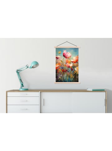 MuchoWow Poster mit Leiste Bunte Blumen