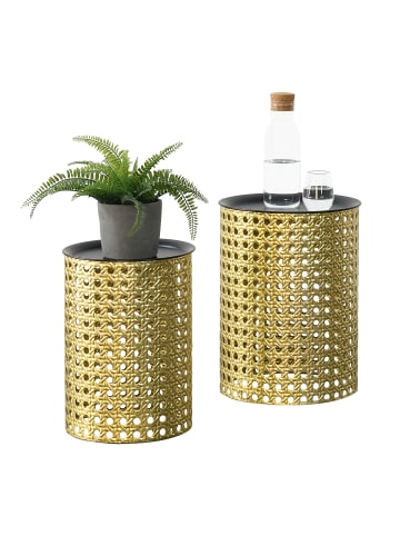 en.casa 2er-Set Beistelltisch Theux  in Gold (H)46cm (D)35cm