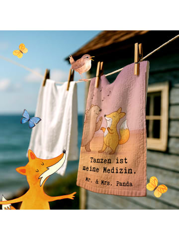 Mr. & Mrs. Panda Handtuch Hase Tanzen Design mit Spruch in Weiß
