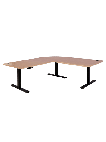 MCW Eck-Schreibtisch D40, Hellbraun, schwarz