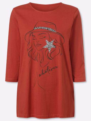Sieh an! Longshirt in rostrot-schwarz