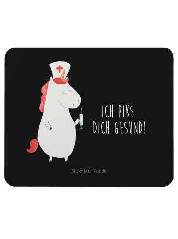 Mr. & Mrs. Panda Mouse Pad Einhorn Krankenschwester mit Spruch in Schwarz