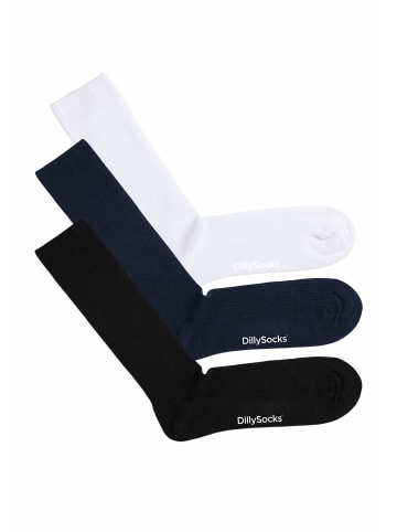 DillySocks 3er-Pack Socken Premium Ribbed Collection in Black - Navy - White