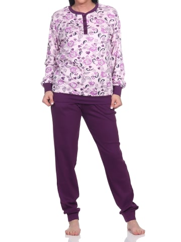 NORMANN r interlock Schlafanzug Pyjama lang Bündchen - 75967 in rosa