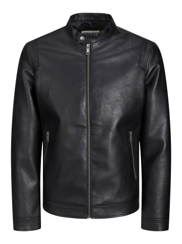 JACK & JONES PLUS Bikerjacke in Lederoptik in Black