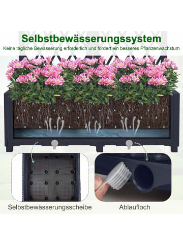COSTWAY Blumenkasten mit Rankgitter in Grau