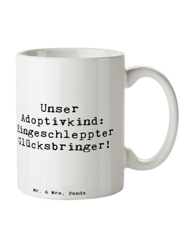 Mr. & Mrs. Panda Tasse Adoptivkind Glücksbringer mit Spruch in Weiß