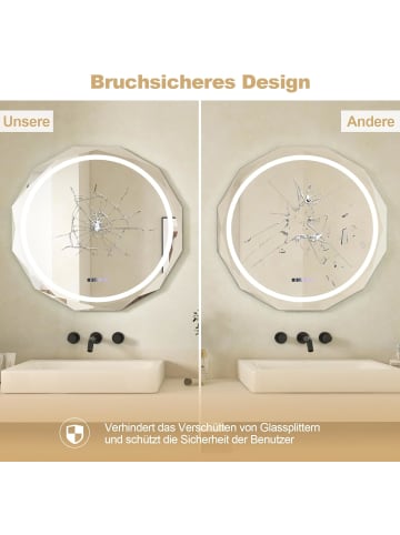 COSTWAY LED Badspiegel mit Beleuchtung in Silber