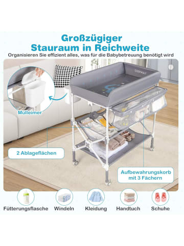 COSTWAY 5 in 1 Wickelkommode 0-1 Jahr alt in Grau